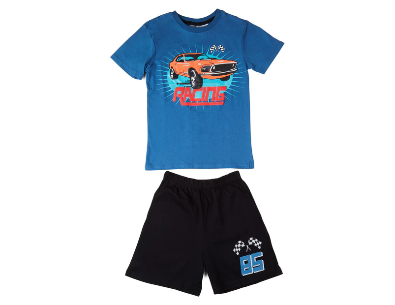 Undercover Crew Boys' Racing Car 2Pc Pyjama Set - Denim Blue/Black