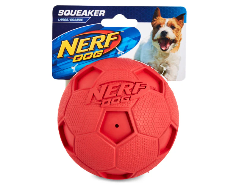NERF Dog Super Soaker Large Soccer Squeaker - Red