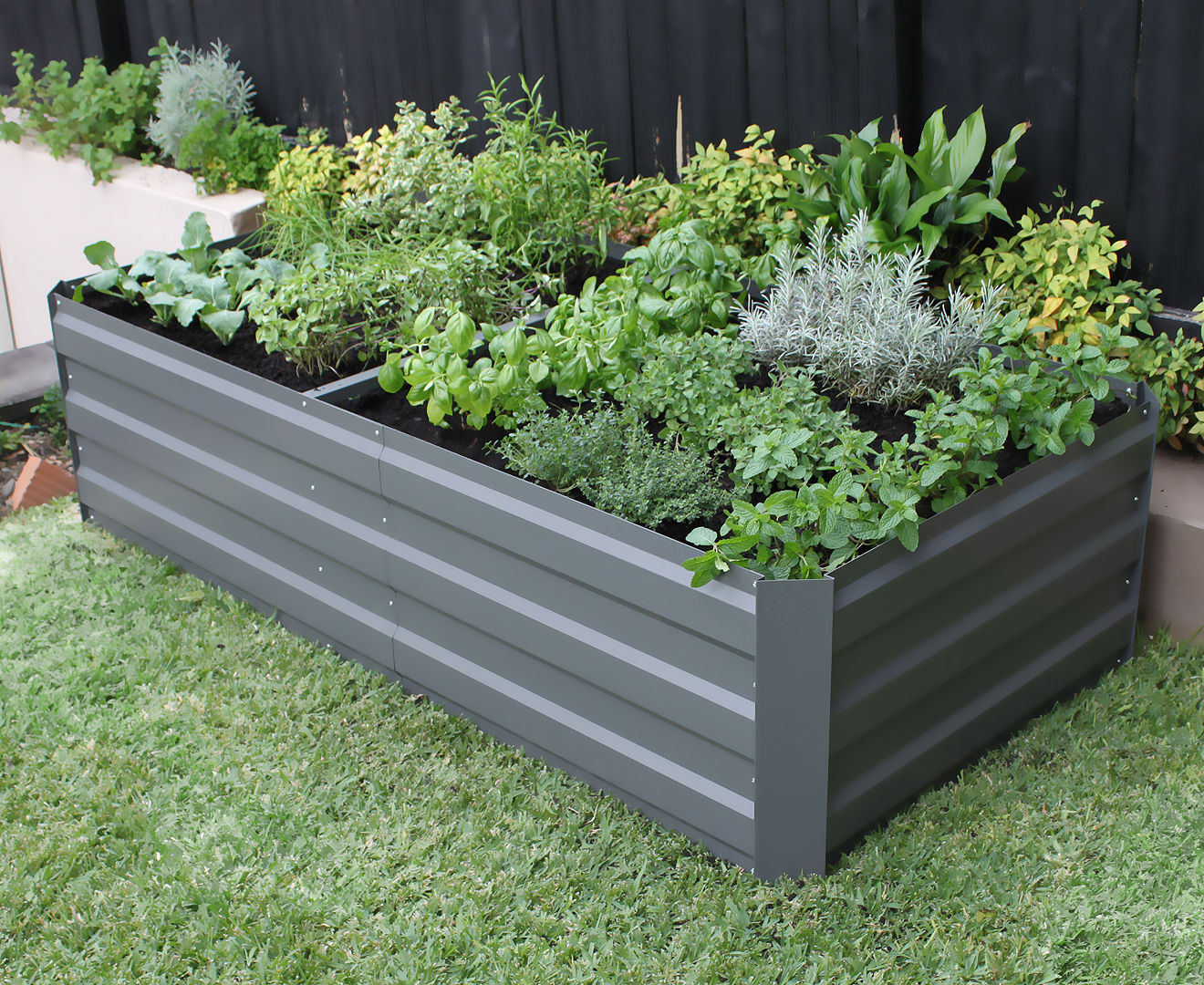 Greenlife 1800x900mm Raised Garden Bed w/ Support Braces - Slate Grey ...