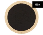 Contemporary 120cm Handmade Jute Rug - Black