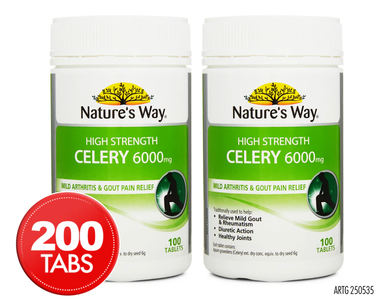 2 x Nature's Way High Strength Celery 6000mg 100 Tabs