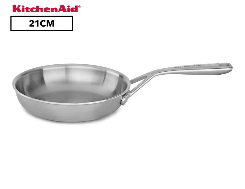 KitchenAid 21cm Tri-Ply Stainless Steel Frypan - Silver