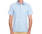 Ben Sherman Men's Plain Linen Short Sleeve Shirt - Sky Blue