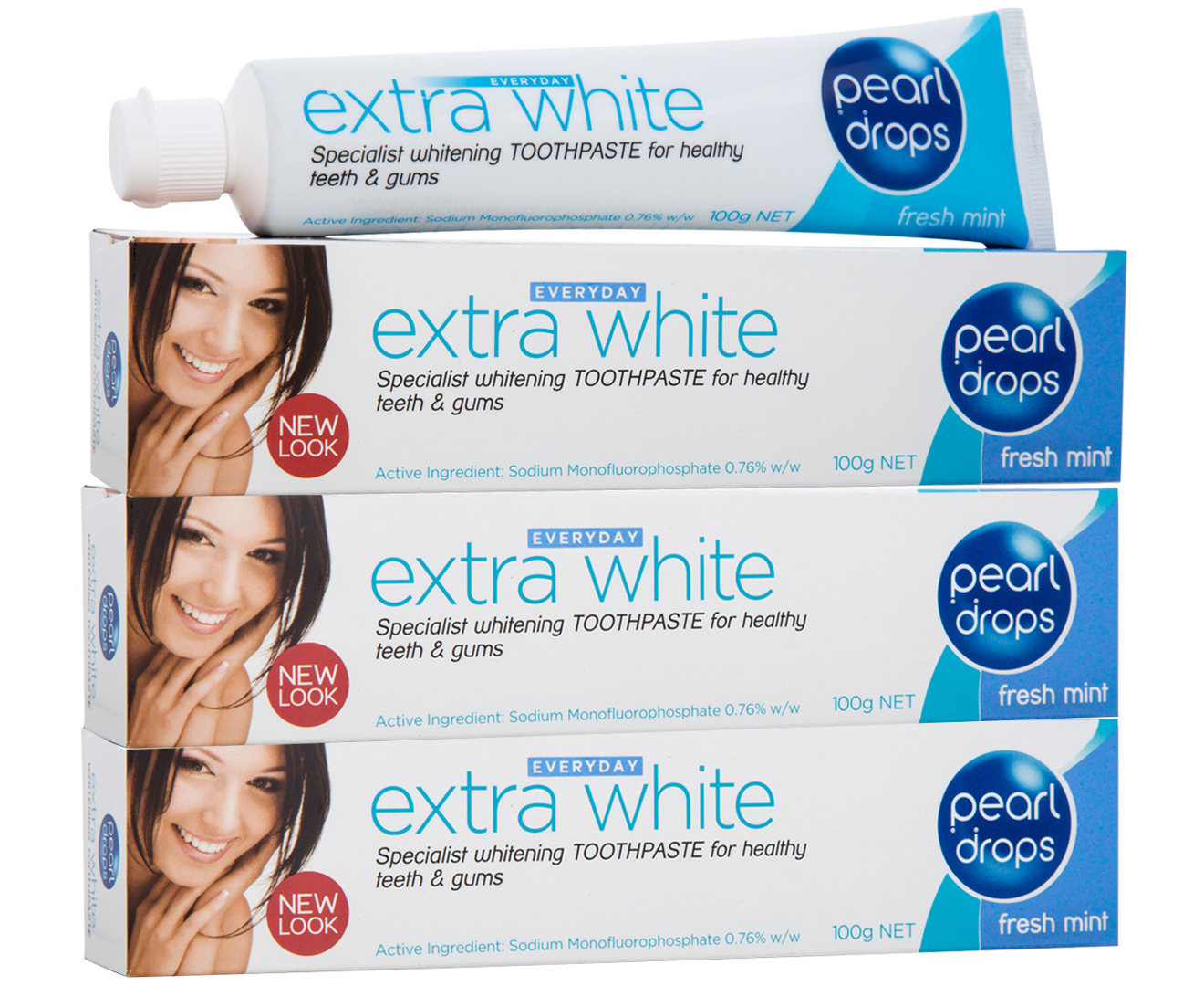 3 x Pearl Drops Everyday Extra White Fresh Mint Toothpaste 100g