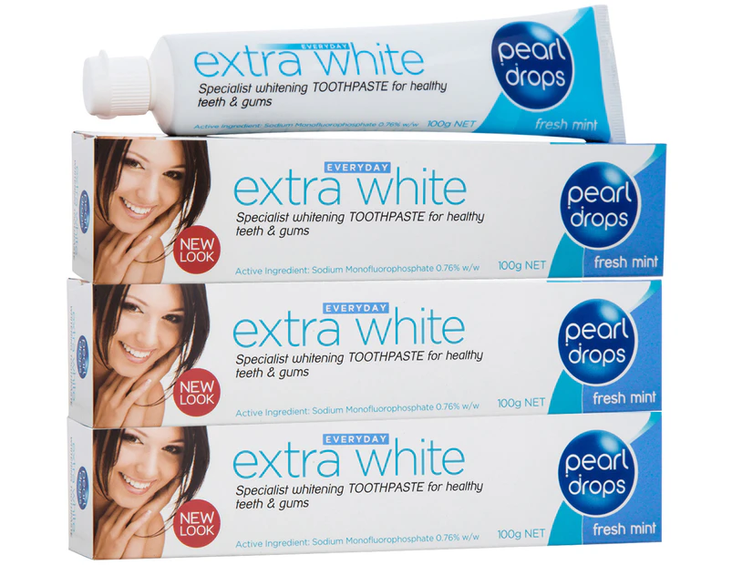 3 x Pearl Drops Everyday Extra White Fresh Mint Toothpaste 100g