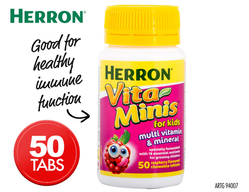 Herron Vita-Minis Multivitamin & Mineral Raspberry 50 Tabs
