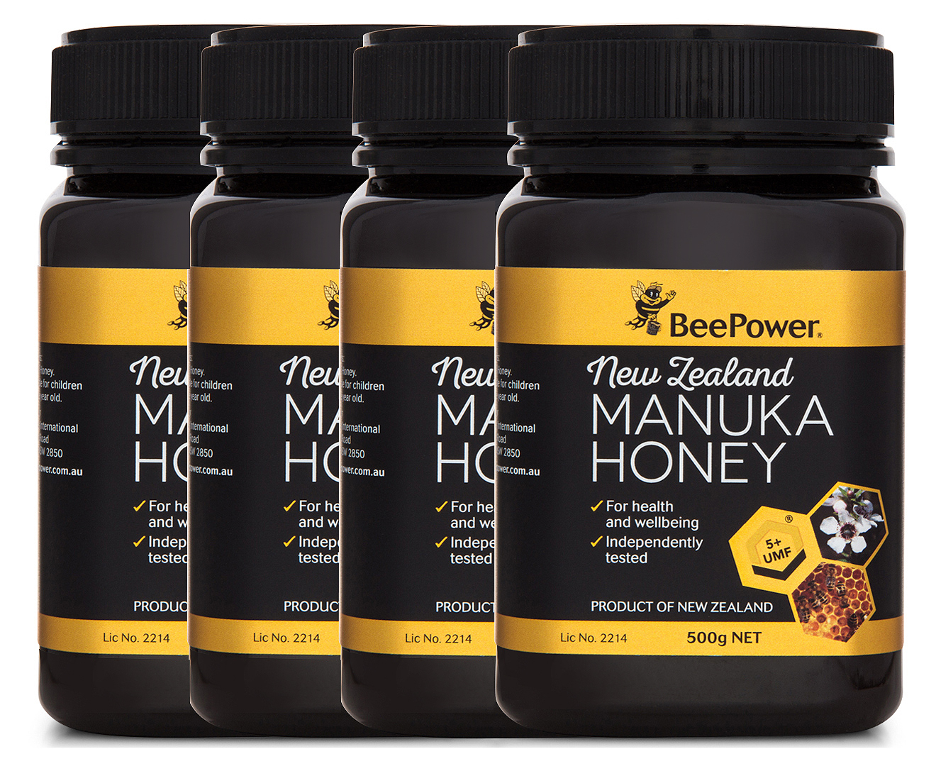 4 x BeePower New Zealand UMF5 Manuka Honey 500g GroceryRun com au
