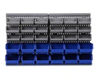 30-Piece Wall Mounted Bin Storage Rack - Grey/Blue