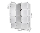 12 Cube Storage Cabinet w/ Hanging Bar - White