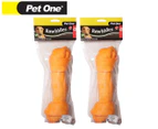 2 x Pet One 25cm Rawhide Knot Bone - Orange