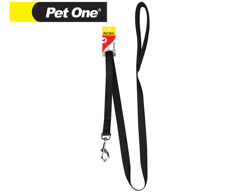 Pet One 122x2.5cm Nylon Padded Leash - Black