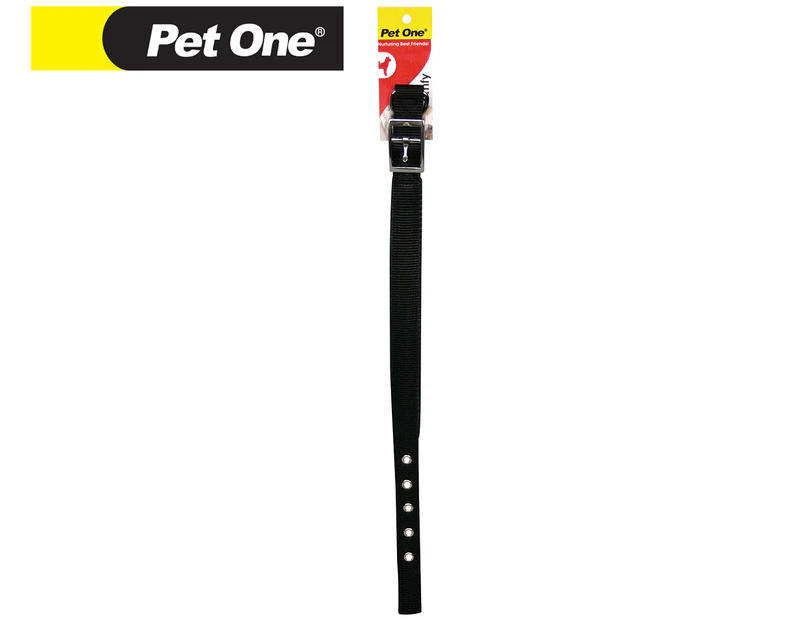 Pet One 37-47cm Adjustable Padded Dog Collar - Black