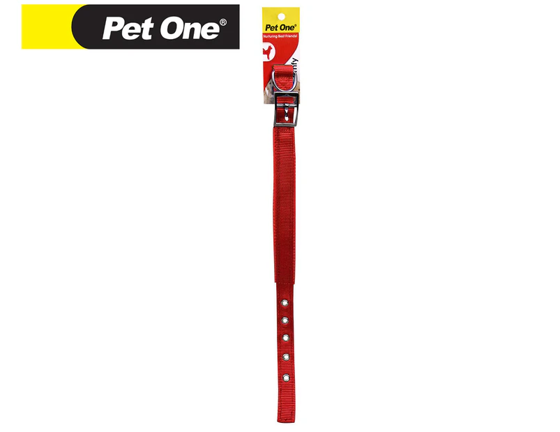 Pet One 18-28cm Adjustable Padded Dog Collar - Red