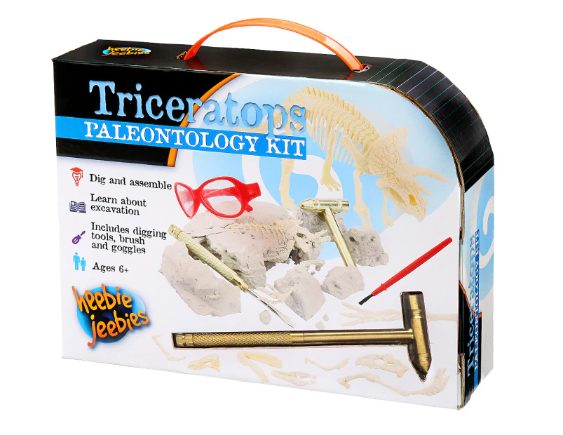 Heebie Jeebies Triceratops Fossil Paleontology Kit Kids Science Toy Set 5+