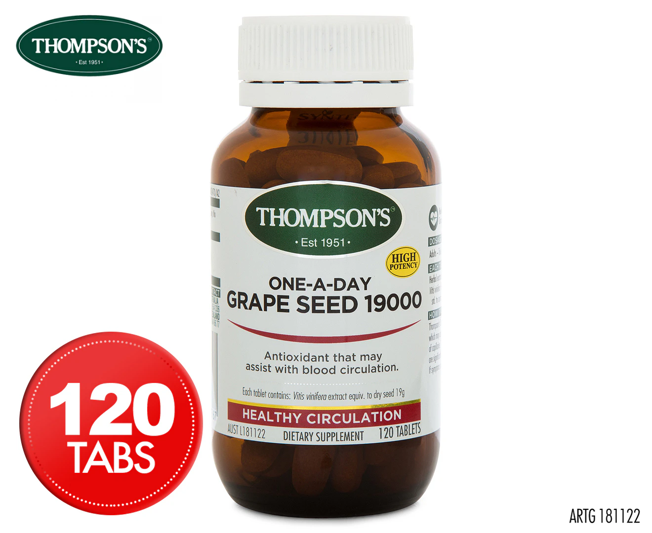 Thompson's One-A-Day Grape Seed 19000mg 120 tabs