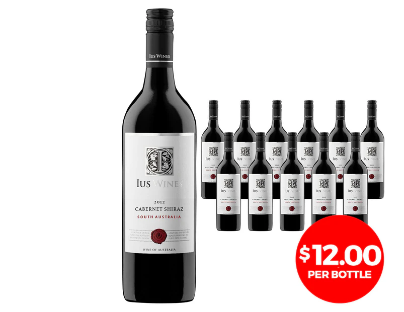 12 x IUS Wines South Australia Cabernet Sauvignon Shiraz 2012 750mL