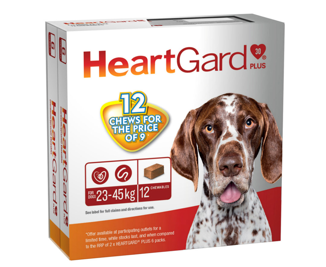 HeartGard Plus Worm Protection Chews for Large Dogs 23-45kg 12pk ...