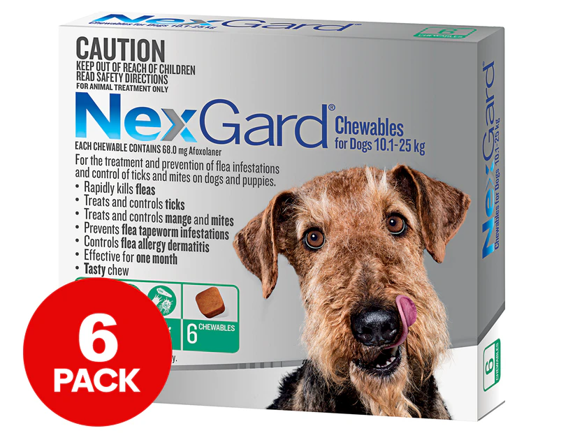 NexGard Flea & Tick Control Chews for Large Dogs 10.1-25kg 6pk