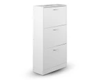 3-Drawers Chest Shoe Cabinet Storage Organiser - White
