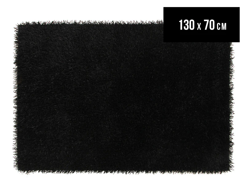 Rug Culture 130x70cm Chunky & Thin Shag Rug - Black