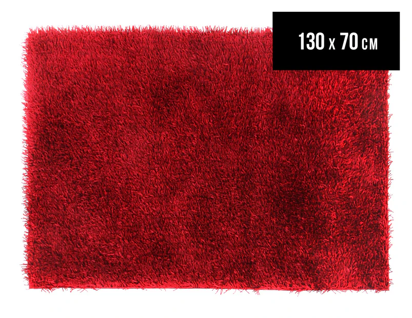 Rug Culture 130x70cm Chunky & Thin Shag Rug - Red