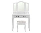 4-Drawer Dressing Table w/ 3 Mirrors - White