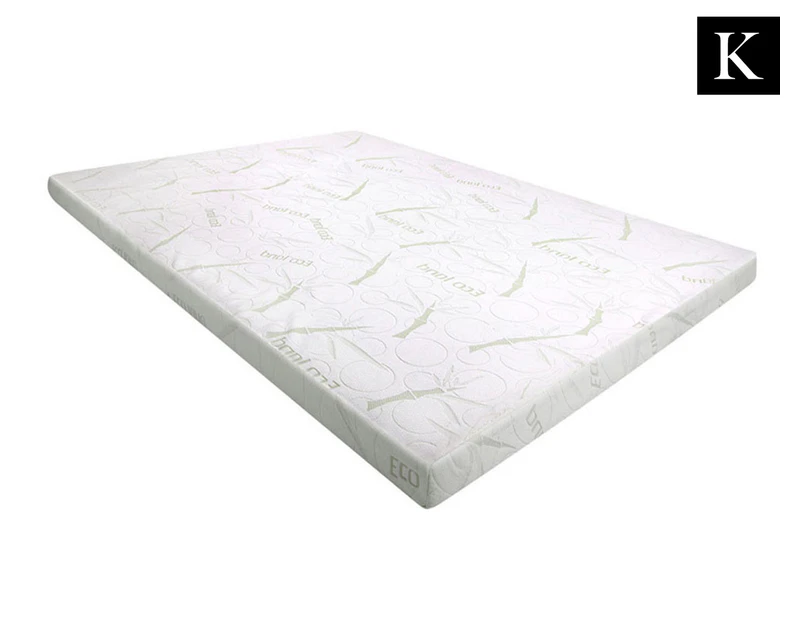 New Aim Cool Gel King Bed Memory Foam Mattress Topper w/Bamboo Fabric Cover - White