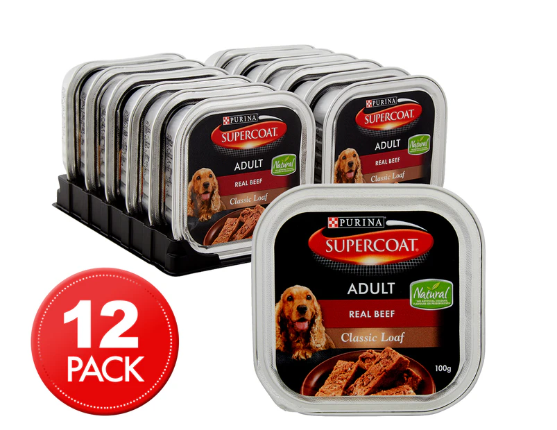 12 x Purina Supercoat Classic Loaf Beef for Adult Dogs 100g