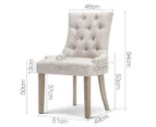 Set of 2 French Provincial 94cm Fabric Dining Chair - Beige