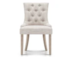 Set of 2 French Provincial 94cm Fabric Dining Chair - Beige