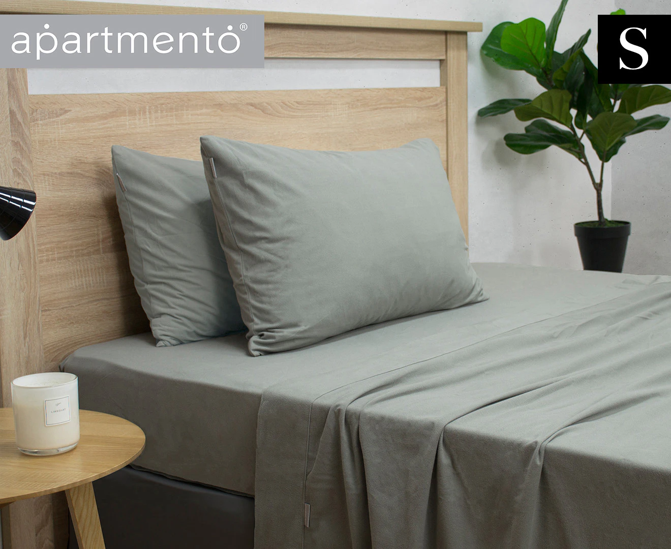 Apartmento Easy-care Micro Flannelette Sheet Set Grey Single