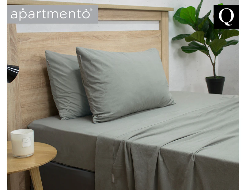 Apartmento Micro Flannel Sheet Set Queen - Grey