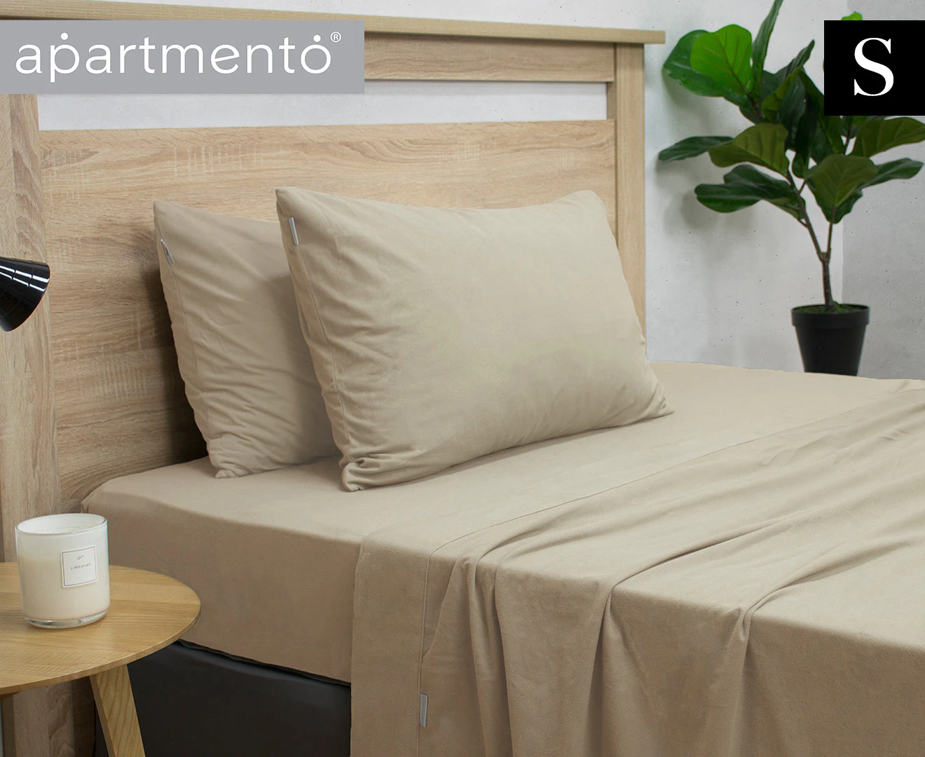 Apartmento Easy-care Micro Flannelette Sheet Set Taupe Single