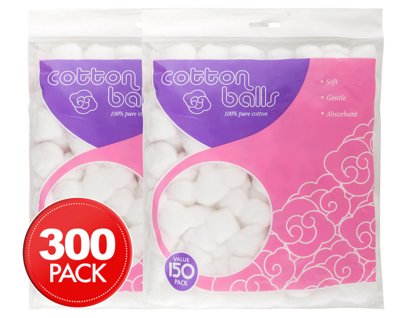 2 x Cotton Balls 150pk
