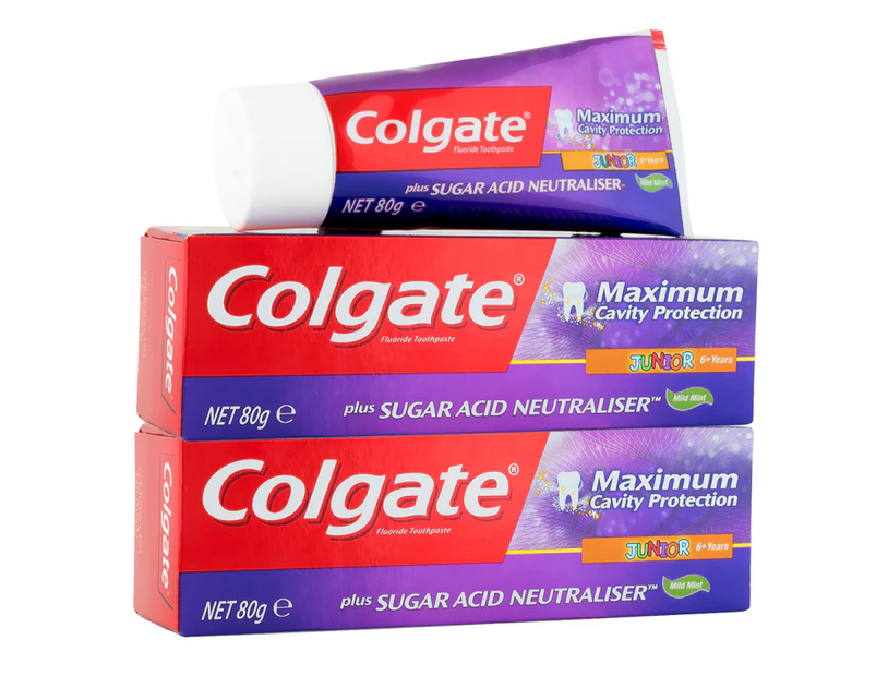 2 x Colgate Maximum Cavity Protection Junior Toothpaste Mild Mint 80g