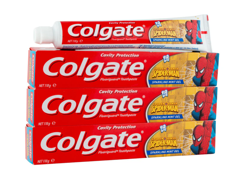 3 x Colgate Cavity Protection Spider-Man Gel Toothpaste Sparkling Mint 110g