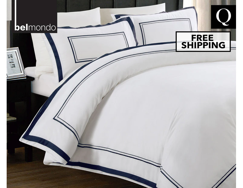 Deluxe Villa by Belmondo Cooper Queen Bed Quilt Cover Set - Patriot Blue