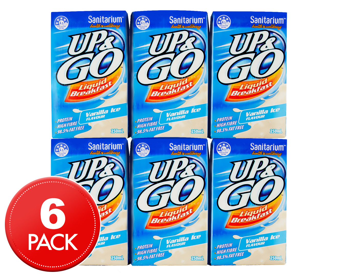 2 X Sanitarium Up & Go Liquid Breakfast Vanilla Ice 250mL 3pk | Catch ...