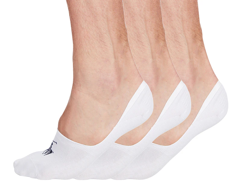 Polo Ralph Lauren Men's US Size 10-13 Dress Liners w/ Non-Slip Heel Sock 3-Pack - White