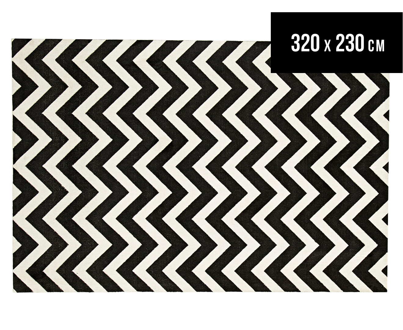 Rug Culture 320x230cm Zen Digital Print Chevron Rug - Black/White | Www ...