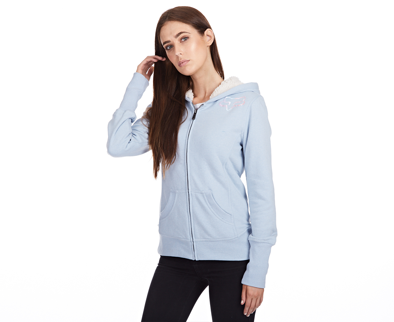 Fox Women's Aimless Sherpa Zip Hoodie - Slate Blue | Catch.com.au