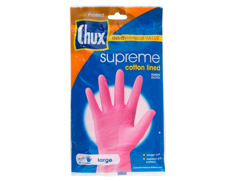 3 x Chux Supreme Cotton Lined Rubber Gloves Large