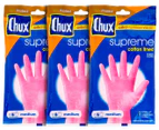 3 x Chux Supreme Cotton Lined Rubber Gloves Medium