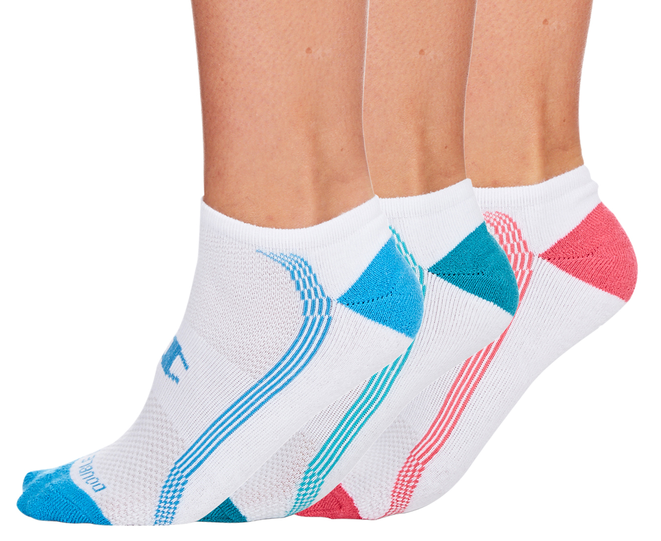 Champion Women's Size US 6-10 Low Cut Sock 3-Pack - Blue/Teal/Pink ...