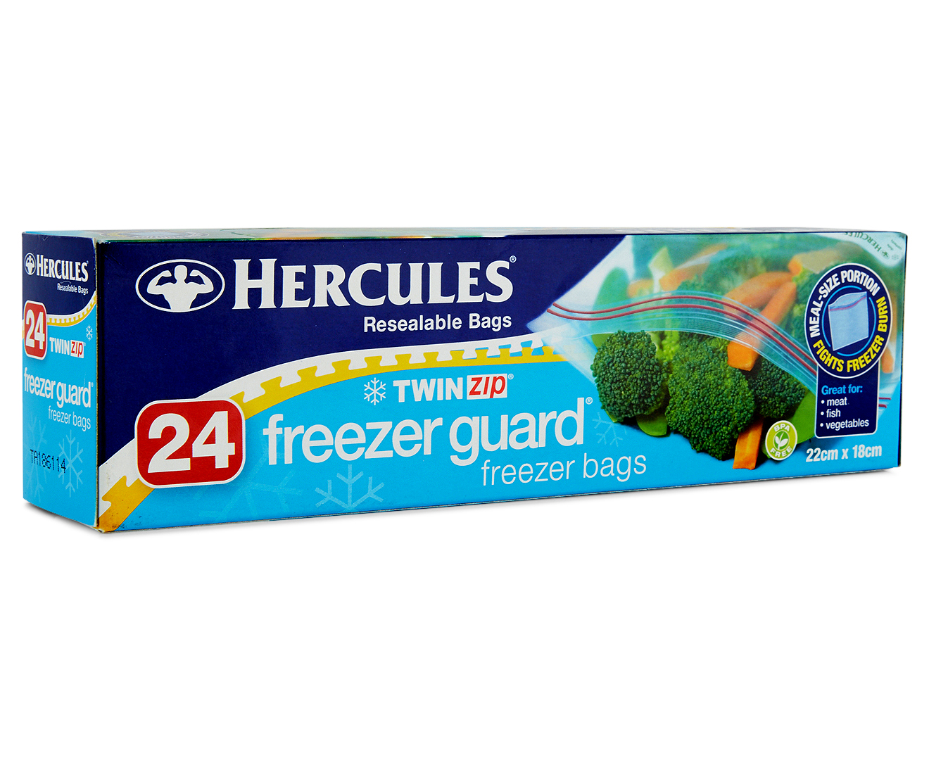 Hercules Twin Zip Resealable Storage Bags Large 40 Pack