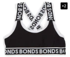 2 x Bonds Girls' Racer Back Crop - Black