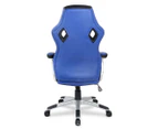 Executive Leather-Look Racing Style Office Chair - Black/Blue