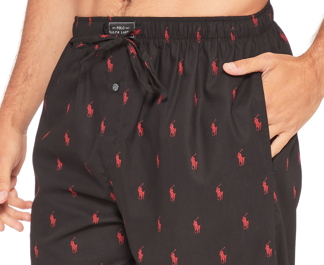 Polo Ralph Lauren Mens Woven Print Pyjama Pant Black Red Nz