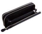 Tosca Patent Quilt Large Double Zip Leather Purse - Black