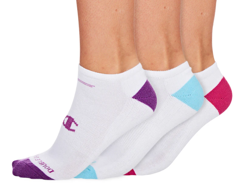 Champion Women's Size US 6-10 Low Cut Sock 3-Pack - Sky Blue/Purple/Pink